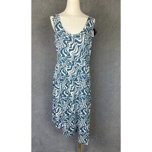 Ava & Viv Women's Plus Size Dress Sleeveless Asymmetrical 14 W Blue/Swirl NWT's.